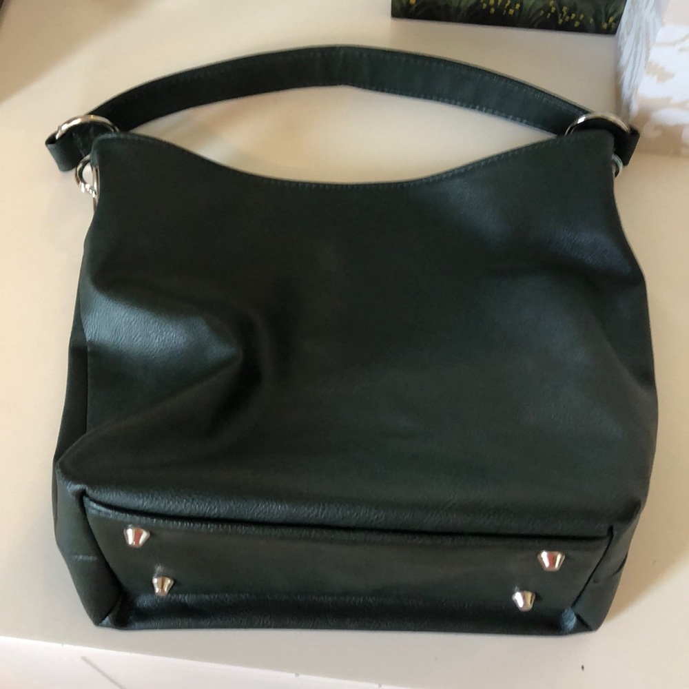 Braciano Leather Pebble Handbag w/ silver hardware